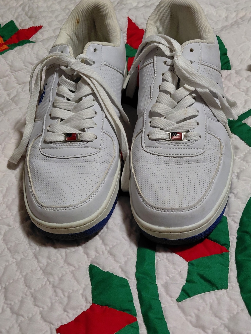 U.S. Polo Assn. White Athletic Sneakers with Red & Blue Lace Accent